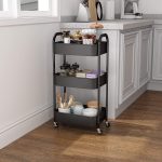 MAX Houser 3-Tier Rolling Utility Cart with Caster Wheels,Easy Assembly, for Kitchen, Bathroom (White)